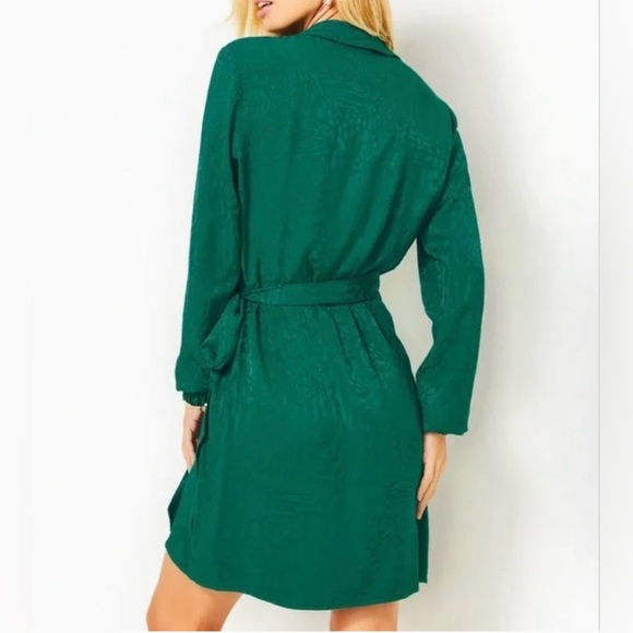Lilly Pulitzer Nicolina Animal Jacquard Wrap Evergreen Minidress - Picture 3 of 5